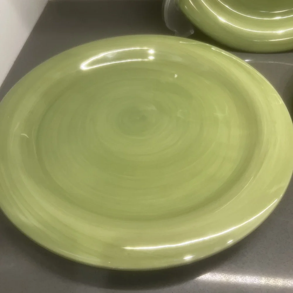 3-Dinner Plates Tabletop Gallery Playa Sage Green Hand Painted